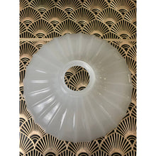 Load image into Gallery viewer, Antique opalescent milk glass hanging pendant lamp shade ribbed 10"