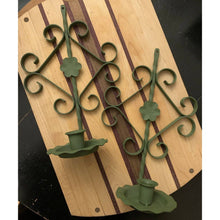 Load image into Gallery viewer, Vintage Home Interior Gothic Green Wrought Iron Candleholder Sconce