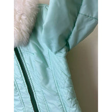 Load image into Gallery viewer, Vintage White Stag hooded puffer jacket mint green zipper faux fur trim