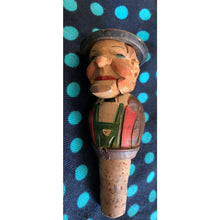 Load image into Gallery viewer, Vintage black forest carved wood bottle stopper old man with puppet mouth