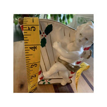 Load image into Gallery viewer, Vintage Inarco ceramic Christmas Cherub playing a harp vase