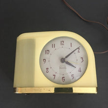 Load image into Gallery viewer, Vintage Westeclox alarm clock yellow Bakelite plastic