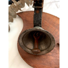 Load image into Gallery viewer, Vintage metal goat bell with leather strap barn find