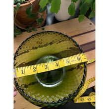 Load image into Gallery viewer, Vintage mid century green glass optic bowl ball vase diamond pattern scalloped edge