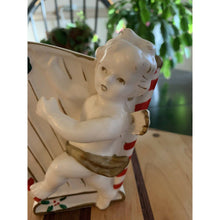 Load image into Gallery viewer, Vintage Inarco ceramic Christmas Cherub playing a harp vase