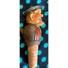 Load image into Gallery viewer, Vintage black forest carved wood bottle stopper old man with puppet mouth