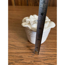 Load image into Gallery viewer, Vintage ceramic covered jewelry dish white basket weave floral