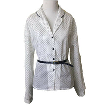 Load image into Gallery viewer, 1980s blouse size 36 deadstock polka dot belted button up