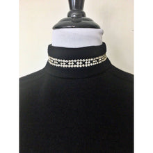 Load image into Gallery viewer, Vintage 1960s Dress Size 12 Black Long Sleeve Rhinestone Collar Cuff Belt Wool