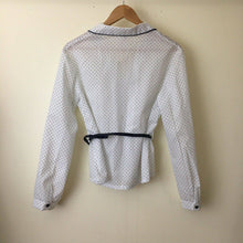 Load image into Gallery viewer, 1980s blouse size 36 deadstock polka dot belted button up