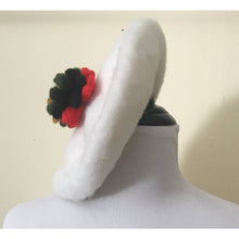 Load image into Gallery viewer, Vintage Beret White Felt With Pom Pom hat Ooh La La!