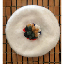 Load image into Gallery viewer, Vintage Beret White Felt With Pom Pom hat Ooh La La!