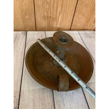 Load image into Gallery viewer, Antique rusty Primitive Tin Push up Style Candle Holder 9"