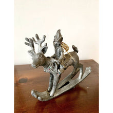 Load image into Gallery viewer, Ricker pewter Christmas reindeer & elf handcrafted 1994 table ornament
