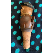 Load image into Gallery viewer, Vintage black forest carved wood bottle stopper old man with puppet mouth