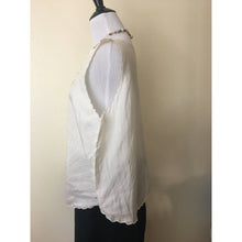 Load image into Gallery viewer, Vintage silk top size M/L sleeveless Vietnamese blouse semi sheer ivory lace detail