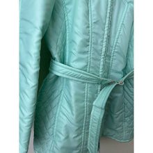 Load image into Gallery viewer, Vintage White Stag hooded puffer jacket mint green zipper faux fur trim