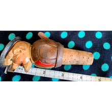 Load image into Gallery viewer, Vintage black forest carved wood bottle stopper old man with puppet mouth