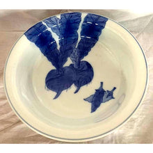 Load image into Gallery viewer, Nantucket ceramic serving bowl large stoneware blue white turnip