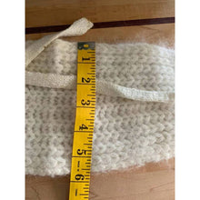 Load image into Gallery viewer, Vintage angora hand knit head warmer scarf half hat bonnet cream colored as is