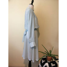 Load image into Gallery viewer, Vintage Prairie Dress Sz 10 Semi Sheer Elastic Waist Blue Chiffon Long Sleeve
