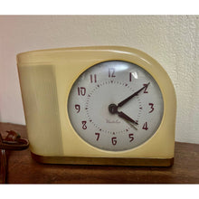 Load image into Gallery viewer, Vintage Westeclox alarm clock yellow Bakelite plastic