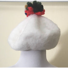 Load image into Gallery viewer, Vintage Beret White Felt With Pom Pom hat Ooh La La!