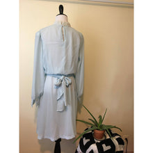 Load image into Gallery viewer, Vintage Prairie Dress Sz 10 Semi Sheer Elastic Waist Blue Chiffon Long Sleeve
