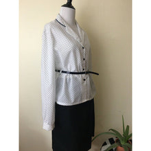 Load image into Gallery viewer, 1980s blouse size 36 deadstock polka dot belted button up