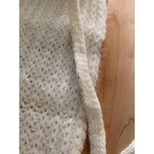Load image into Gallery viewer, Vintage angora hand knit head warmer scarf half hat bonnet cream colored as is