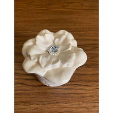 Load image into Gallery viewer, Vintage ceramic covered jewelry dish white basket weave floral