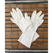 Load image into Gallery viewer, Vintage 1960s Nylon Gloves Ivory below wrist Length Sm/Med Stretch