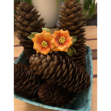 Load image into Gallery viewer, Vintage enamel double flower daisy pin orange brooch