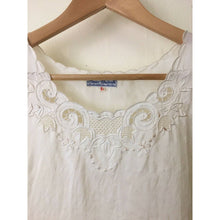 Load image into Gallery viewer, Vintage silk top size M/L sleeveless Vietnamese blouse semi sheer ivory lace detail