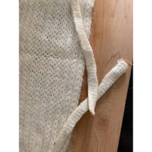 Load image into Gallery viewer, Vintage angora hand knit head warmer scarf half hat bonnet cream colored as is