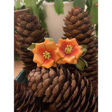 Load image into Gallery viewer, Vintage enamel double flower daisy pin orange brooch