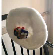 Load image into Gallery viewer, Vintage Beret White Felt With Pom Pom hat Ooh La La!
