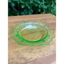 Load image into Gallery viewer, Anchor hocking 8&quot; sandwich plate princess green uranium glass
