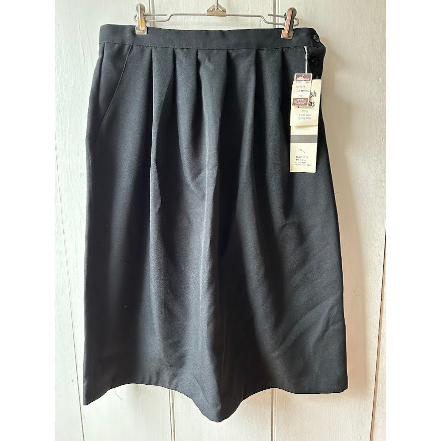 Vintage pleated skirt black size 18 mid calf new old stock