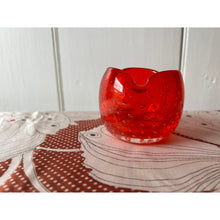 Load image into Gallery viewer, Vintage blown glass bowl ashtray red controlled bubbles
