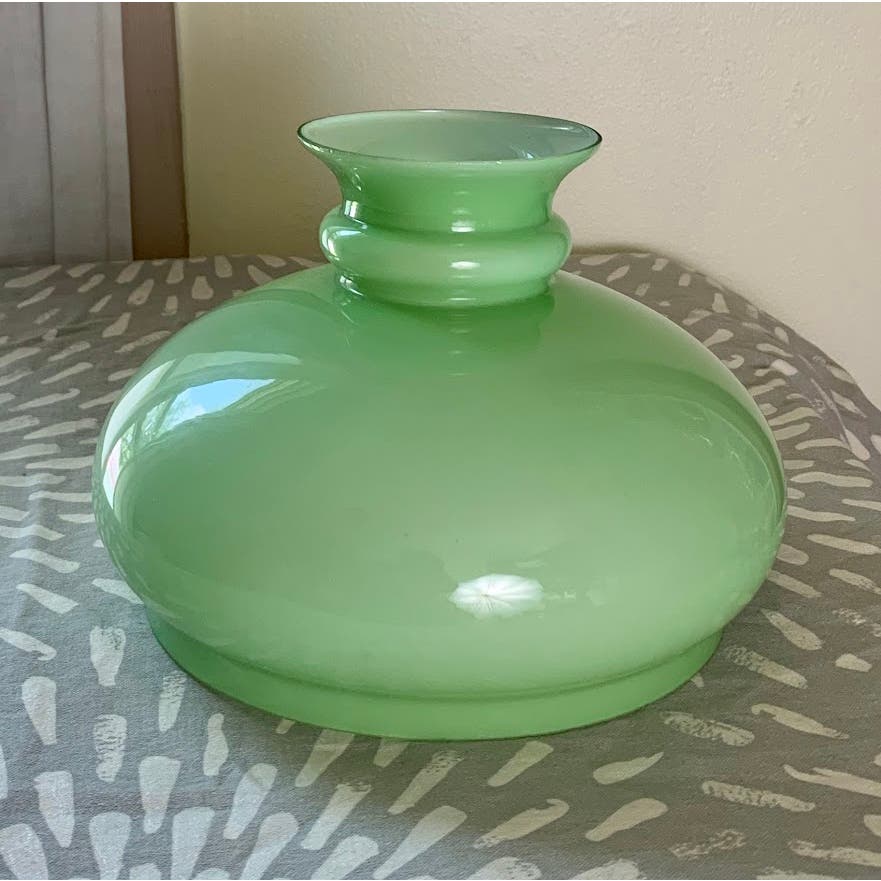 Vintage frosted green glass lampshade 7