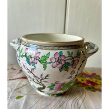 Load image into Gallery viewer, Antique 1920s chinoiserie porcelain jardinière floral pot 4&quot;
