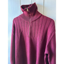 Load image into Gallery viewer, Vintage 60s Seaton turtleneck sweater men size large maroon zip henley
