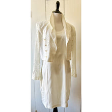 Load image into Gallery viewer, Vintage 90s dress and jacket set size 14 cream 1980s/90s shoulder pads suit lace
