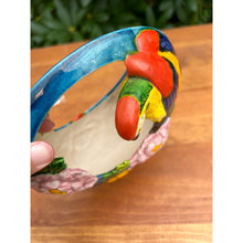 Load image into Gallery viewer, Vintage 1940s parrot hanging bird planter majolica
