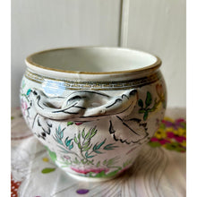 Load image into Gallery viewer, Antique 1920s chinoiserie porcelain jardinière floral pot 4&quot;
