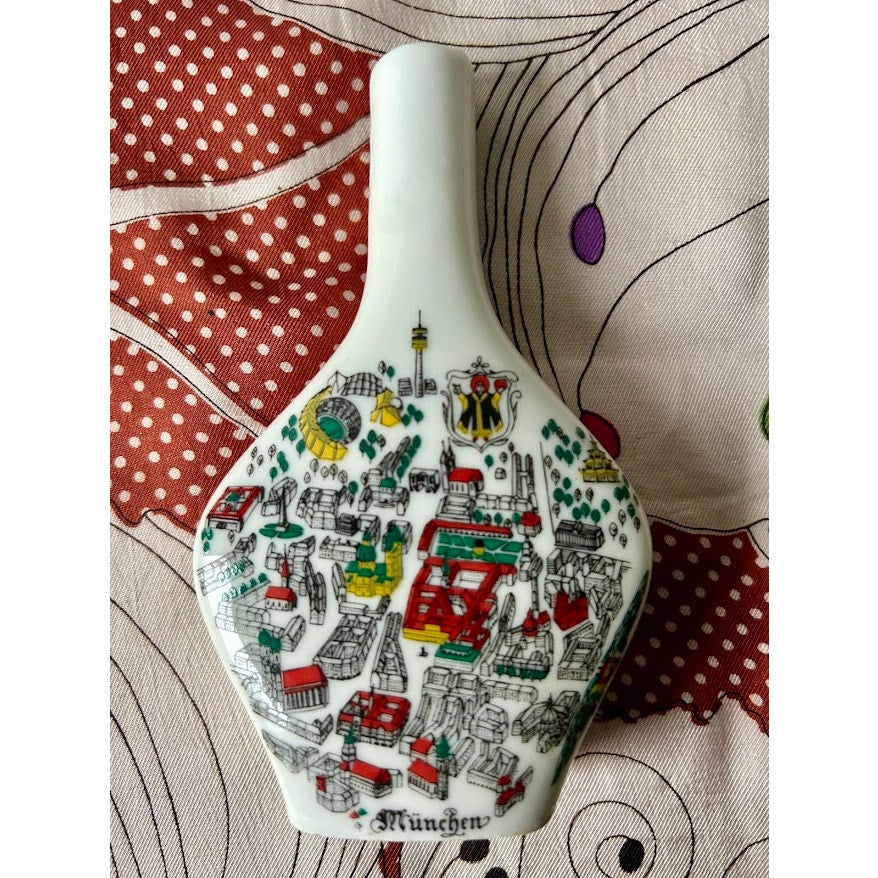 Vintage Munich cityscape mini alcohol bottle West Germany herb liqueur