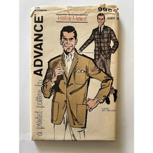 Load image into Gallery viewer, Vintage Advance pattern # 9954 mens jacket 1960s sewing pattern uncut chest 38
