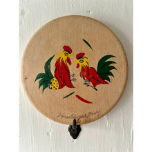 Load image into Gallery viewer, Vintage wood hamburger press painted roosters
