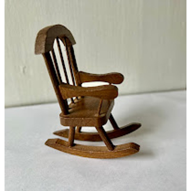 Vintage dollhouse wood rocking chair 3